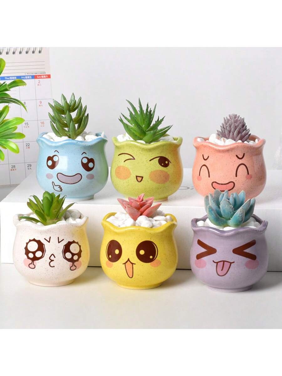 6개/세트 만화 귀여운 세라믹 화분, 배수구 기능이 있 - Echeveria Succulent 리뷰 및 가격