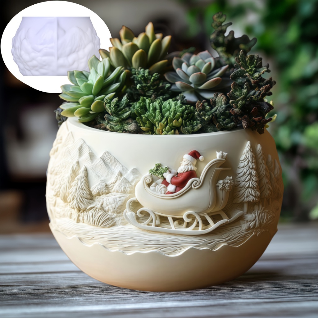 삼나무 썰매 산타클로스 릴리프 캔들 컵 석고 실리콘 몰 - Echeveria Succulent 리뷰 및 가격